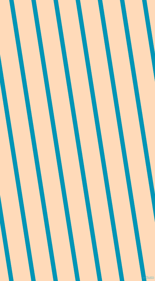 99 degree angle lines stripes, 14 pixel line width, 56 pixel line spacing, Bondi Blue and Peach Puff angled lines and stripes seamless tileable
