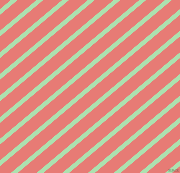 40 degree angle lines stripes, 15 pixel line width, 41 pixel line spacing, Celadon and Geraldine angled lines and stripes seamless tileable