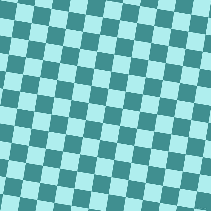 81/171 degree angle diagonal checkered chequered squares checker pattern checkers background, 56 pixel squares size, , Blue Chill and Pale Turquoise checkers chequered checkered squares seamless tileable