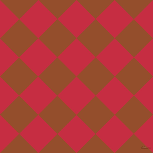 45/135 degree angle diagonal checkered chequered squares checker pattern checkers background, 105 pixel square size, Brick Red and Alert Tan checkers chequered checkered squares seamless tileable