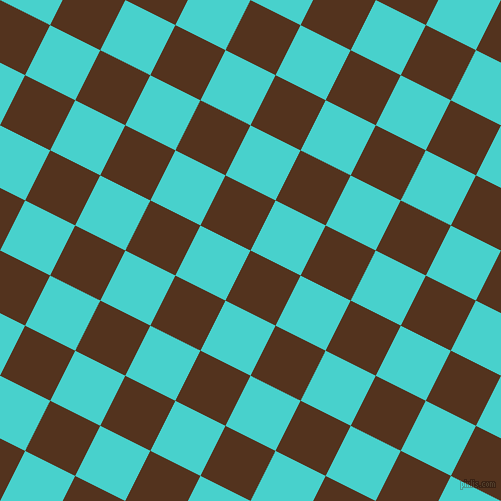 63/153 degree angle diagonal checkered chequered squares checker pattern checkers background, 56 pixel square size, , Brown Bramble and Medium Turquoise checkers chequered checkered squares seamless tileable