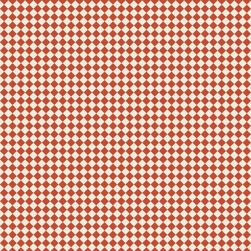 45/135 degree angle diagonal checkered chequered squares checker pattern checkers background, 19 pixel squares size, Buttery White and Grenadier checkers chequered checkered squares seamless tileable