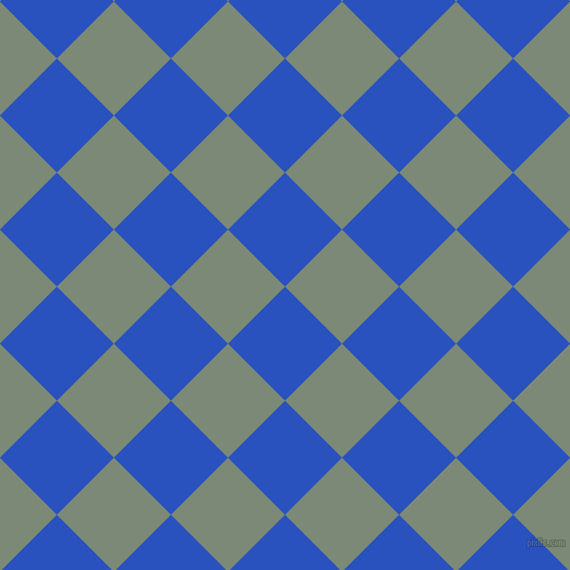 45/135 degree angle diagonal checkered chequered squares checker pattern checkers background, 74 pixel square size, , Cerulean Blue and Spanish Green checkers chequered checkered squares seamless tileable