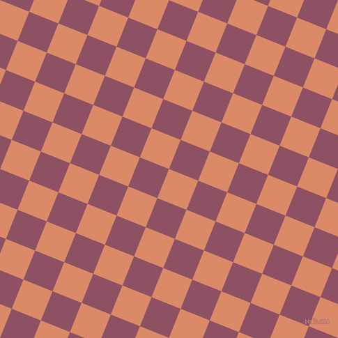 68/158 degree angle diagonal checkered chequered squares checker pattern checkers background, 45 pixel square size, Copper and Cannon Pink checkers chequered checkered squares seamless tileable