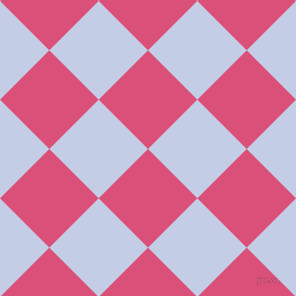45/135 degree angle diagonal checkered chequered squares checker pattern checkers background, 99 pixel square size, Cranberry and Periwinkle checkers chequered checkered squares seamless tileable