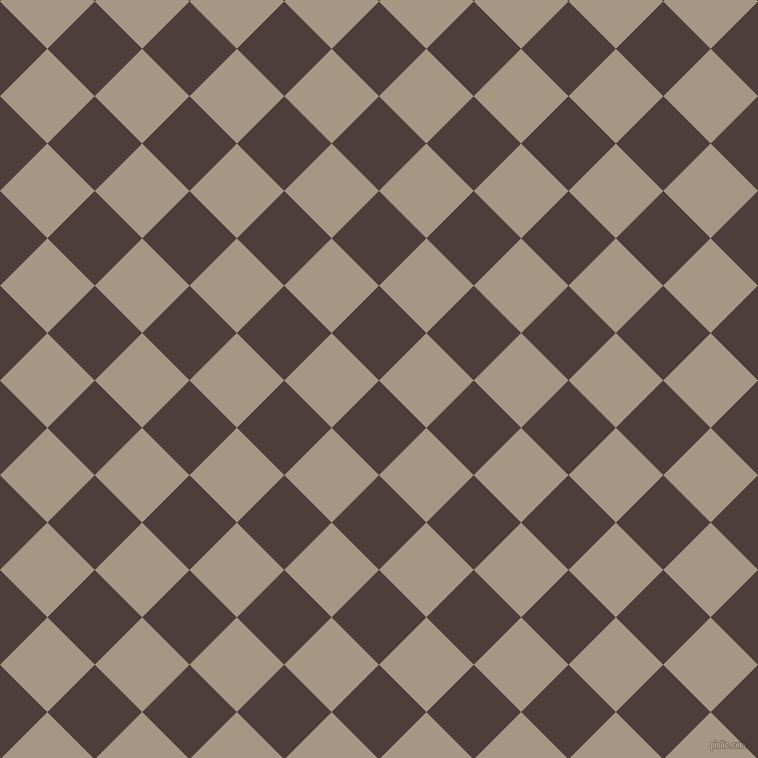 45/135 degree angle diagonal checkered chequered squares checker pattern checkers background, 67 pixel squares size, Crater Brown and Malta checkers chequered checkered squares seamless tileable