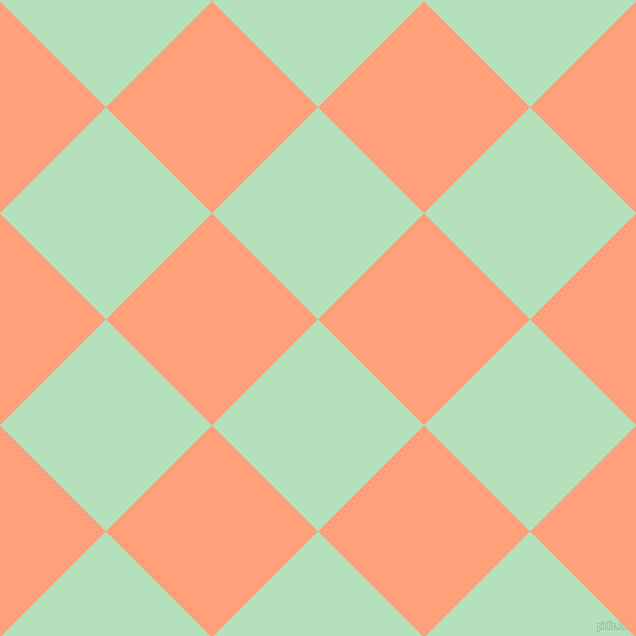 45/135 degree angle diagonal checkered chequered squares checker pattern checkers background, 150 pixel square size, Fringy Flower and Light Salmon checkers chequered checkered squares seamless tileable