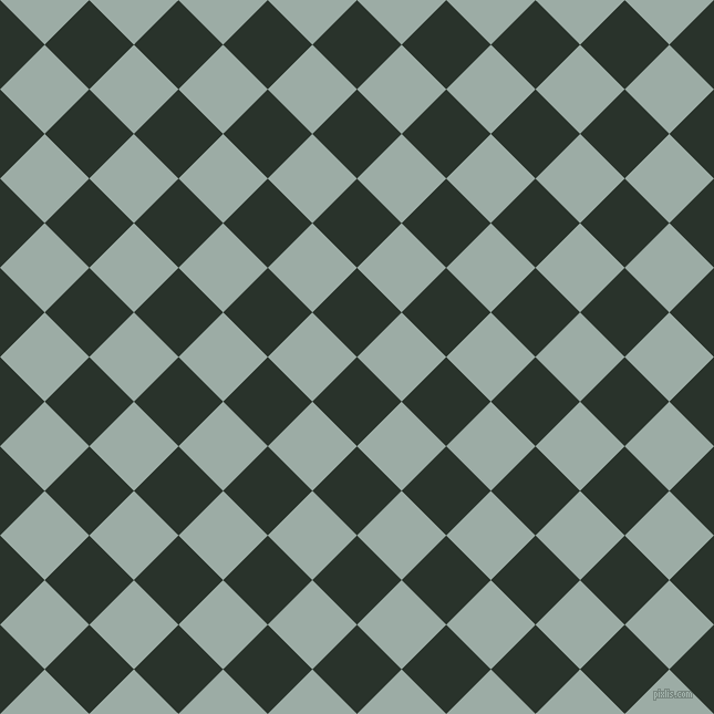 45/135 degree angle diagonal checkered chequered squares checker pattern checkers background, 57 pixel squares size, Gordons Green and Tower Grey checkers chequered checkered squares seamless tileable