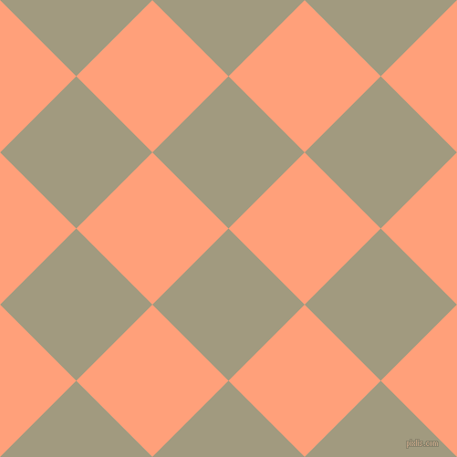 45/135 degree angle diagonal checkered chequered squares checker pattern checkers background, 118 pixel squares size, , Grey Olive and Light Salmon checkers chequered checkered squares seamless tileable