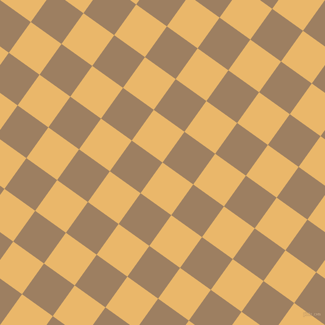 54/144 degree angle diagonal checkered chequered squares checker pattern checkers background, 76 pixel square size, Harvest Gold and Sorrell Brown checkers chequered checkered squares seamless tileable