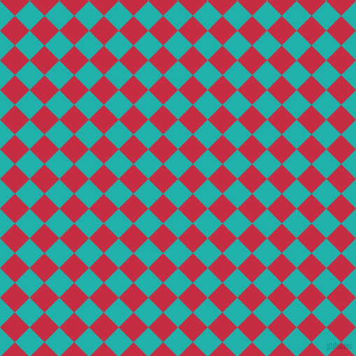 45/135 degree angle diagonal checkered chequered squares checker pattern checkers background, 30 pixel square size, , Light Sea Green and Brick Red checkers chequered checkered squares seamless tileable