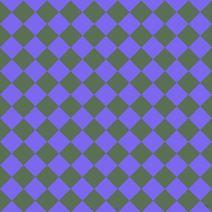 45/135 degree angle diagonal checkered chequered squares checker pattern checkers background, 55 pixel squares size, , Medium Slate Blue and Cactus checkers chequered checkered squares seamless tileable