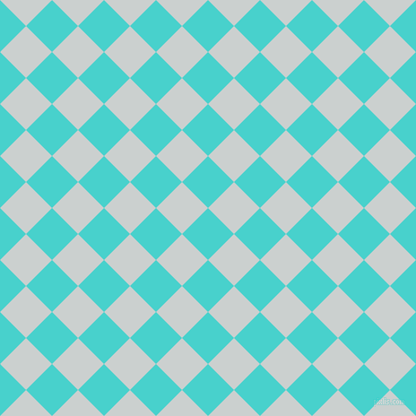 45/135 degree angle diagonal checkered chequered squares checker pattern checkers background, 41 pixel square size, Medium Turquoise and Geyser checkers chequered checkered squares seamless tileable