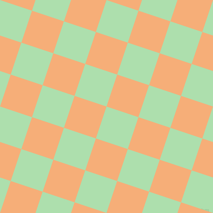 72/162 degree angle diagonal checkered chequered squares checker pattern checkers background, 110 pixel square size, Moss Green and Tacao checkers chequered checkered squares seamless tileable