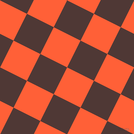 63/153 degree angle diagonal checkered chequered squares checker pattern checkers background, 102 pixel square size, , Outrageous Orange and Cocoa Bean checkers chequered checkered squares seamless tileable