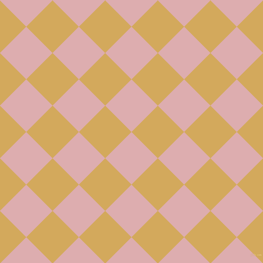 45/135 degree angle diagonal checkered chequered squares checker pattern checkers background, 119 pixel square size, Pale Chestnut and Apache checkers chequered checkered squares seamless tileable