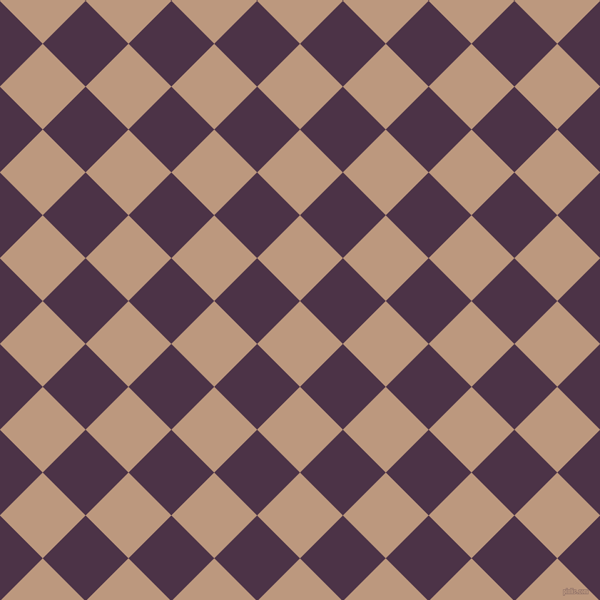 45/135 degree angle diagonal checkered chequered squares checker pattern checkers background, 85 pixel square size, , Pale Taupe and Loulou checkers chequered checkered squares seamless tileable