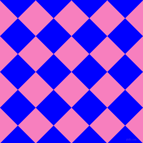 45/135 degree angle diagonal checkered chequered squares checker pattern checkers background, 87 pixel square size, , Persian Pink and Blue checkers chequered checkered squares seamless tileable