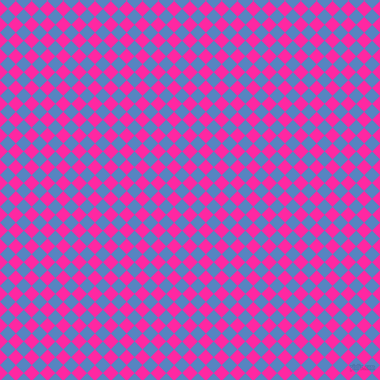 45/135 degree angle diagonal checkered chequered squares checker pattern checkers background, 16 pixel square size, Persian Rose and Havelock Blue checkers chequered checkered squares seamless tileable