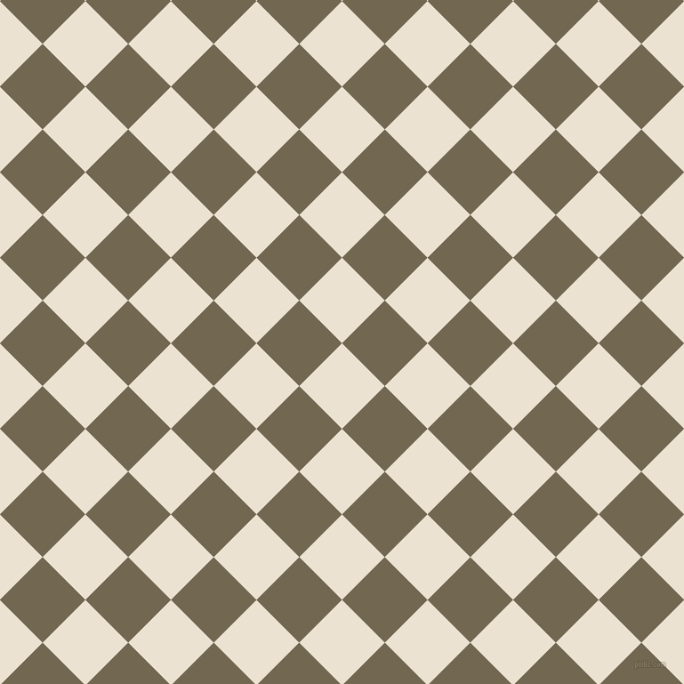 45/135 degree angle diagonal checkered chequered squares checker pattern checkers background, 68 pixel square size, Quarter Spanish White and Coffee checkers chequered checkered squares seamless tileable