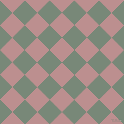 45/135 degree angle diagonal checkered chequered squares checker pattern checkers background, 57 pixel square size, , Rosy Brown and Davy