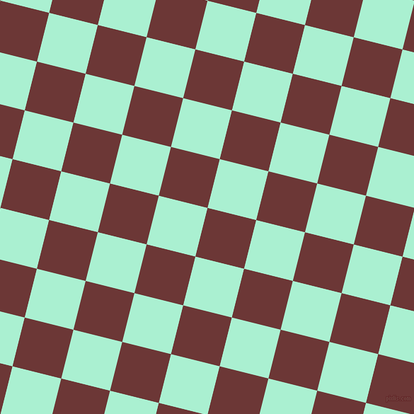 76/166 degree angle diagonal checkered chequered squares checker pattern checkers background, 71 pixel square size, , Sanguine Brown and Magic Mint checkers chequered checkered squares seamless tileable