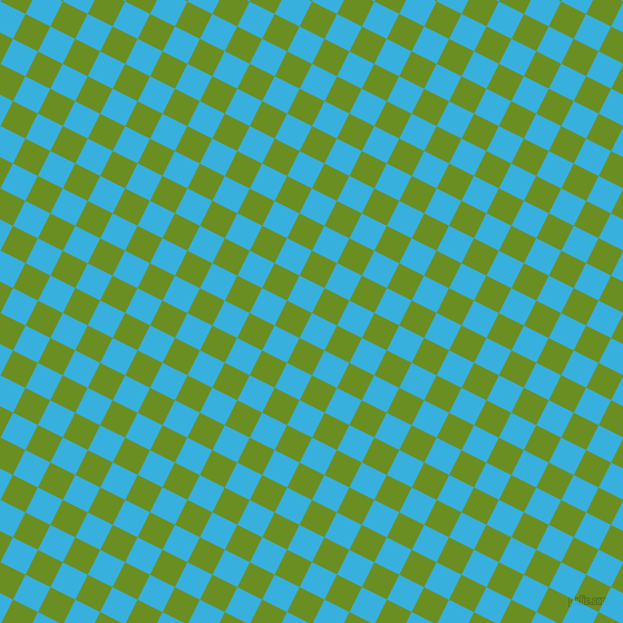 63/153 degree angle diagonal checkered chequered squares checker pattern checkers background, 25 pixel squares size, Summer Sky and Olive Drab checkers chequered checkered squares seamless tileable