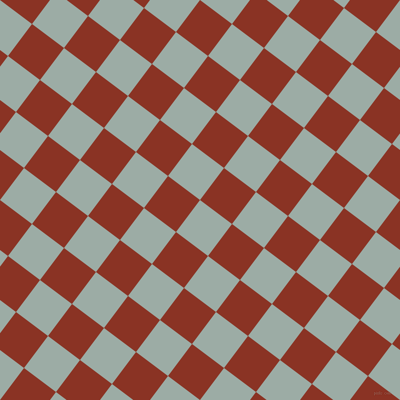 53/143 degree angle diagonal checkered chequered squares checker pattern checkers background, 82 pixel square size, , Tower Grey and Burnt Umber checkers chequered checkered squares seamless tileable