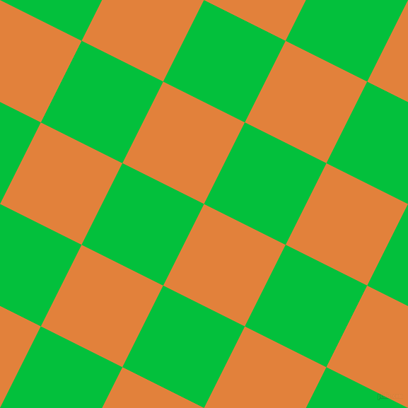 63/153 degree angle diagonal checkered chequered squares checker pattern checkers background, 129 pixel squares size, , Tree Poppy and Dark Pastel Green checkers chequered checkered squares seamless tileable