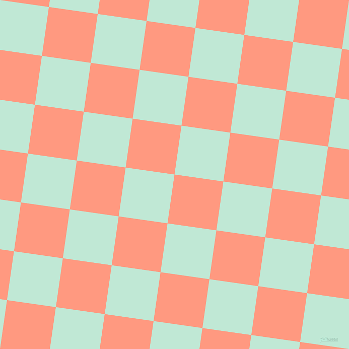 82/172 degree angle diagonal checkered chequered squares checker pattern checkers background, 98 pixel square size, , Vivid Tangerine and Aero Blue checkers chequered checkered squares seamless tileable