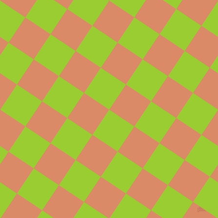 56/146 degree angle diagonal checkered chequered squares checker pattern checkers background, 62 pixel squares size, Yellow Green and Copper checkers chequered checkered squares seamless tileable