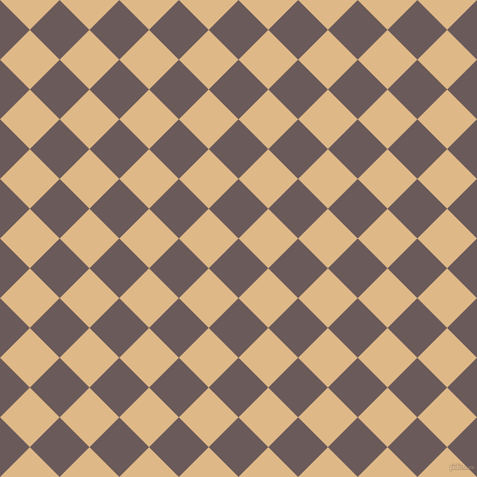 45/135 degree angle diagonal checkered chequered squares checker pattern checkers background, 60 pixel square size, Zambezi and Burly Wood checkers chequered checkered squares seamless tileable