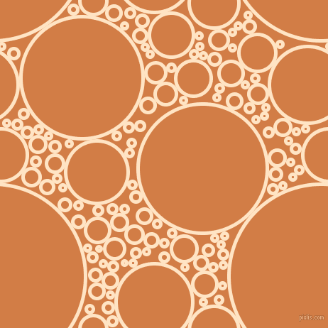 bubbles, circles, sponge, big, medium, small, 5 pixel line width, Bisque and Raw Sienna circles bubbles sponge soap seamless tileable