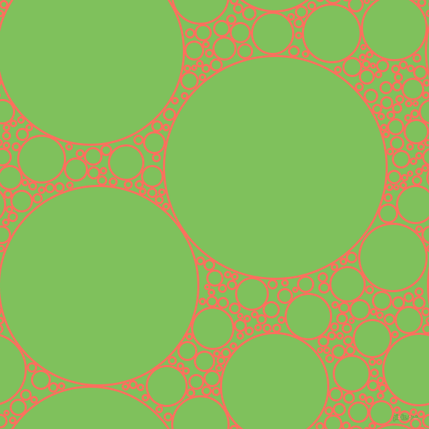 bubbles, circles, sponge, big, medium, small, 3 pixel line width, Bittersweet and Mantis circles bubbles sponge soap seamless tileable