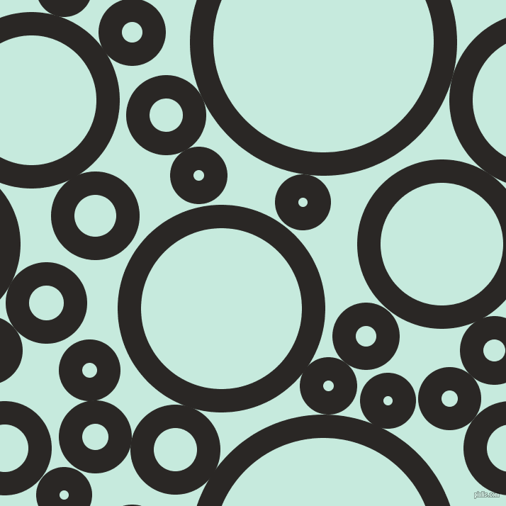 bubbles, circles, sponge, big, medium, small, 33 pixel line width, Bokara Grey and Mint Tulip circles bubbles sponge soap seamless tileable