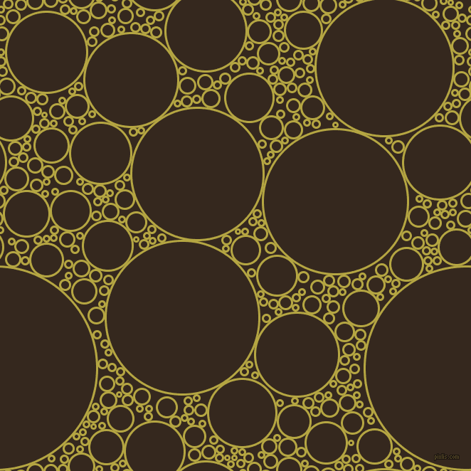 bubbles, circles, sponge, big, medium, small, 3 pixel line width, Brass and Cocoa Brown circles bubbles sponge soap seamless tileable