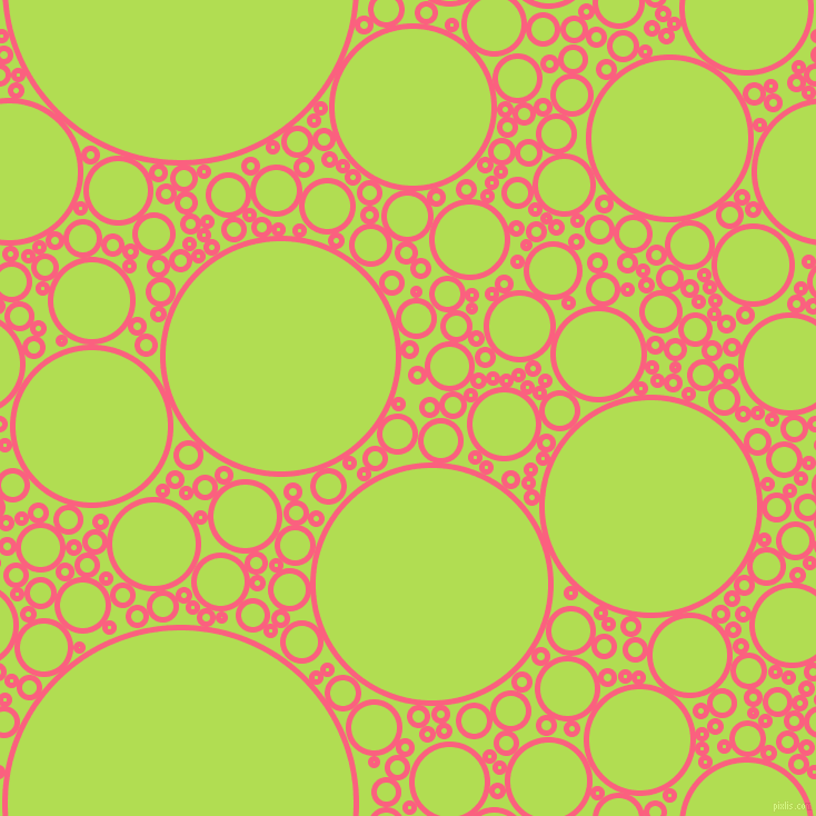 bubbles, circles, sponge, big, medium, small, 5 pixel line width, Brink Pink and Conifer circles bubbles sponge soap seamless tileable