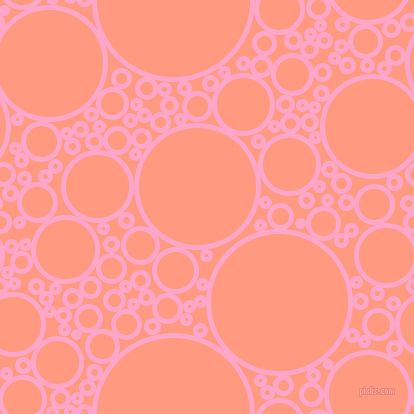 bubbles, circles, sponge, big, medium, small, 5 pixel line width, Carnation Pink and Vivid Tangerine circles bubbles sponge soap seamless tileable