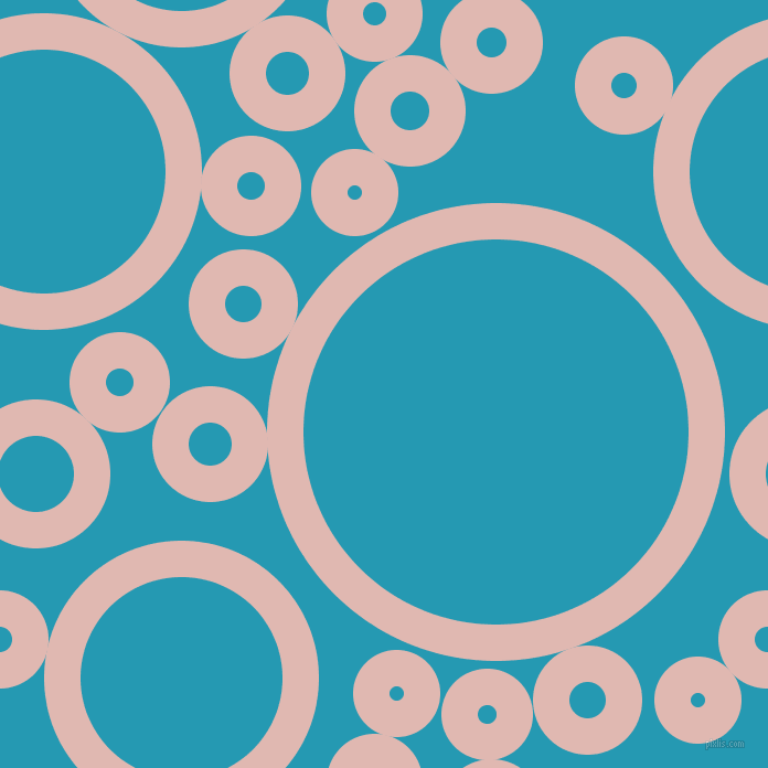 bubbles, circles, sponge, big, medium, small, 33 pixel line width, Cavern Pink and Pelorous circles bubbles sponge soap seamless tileable