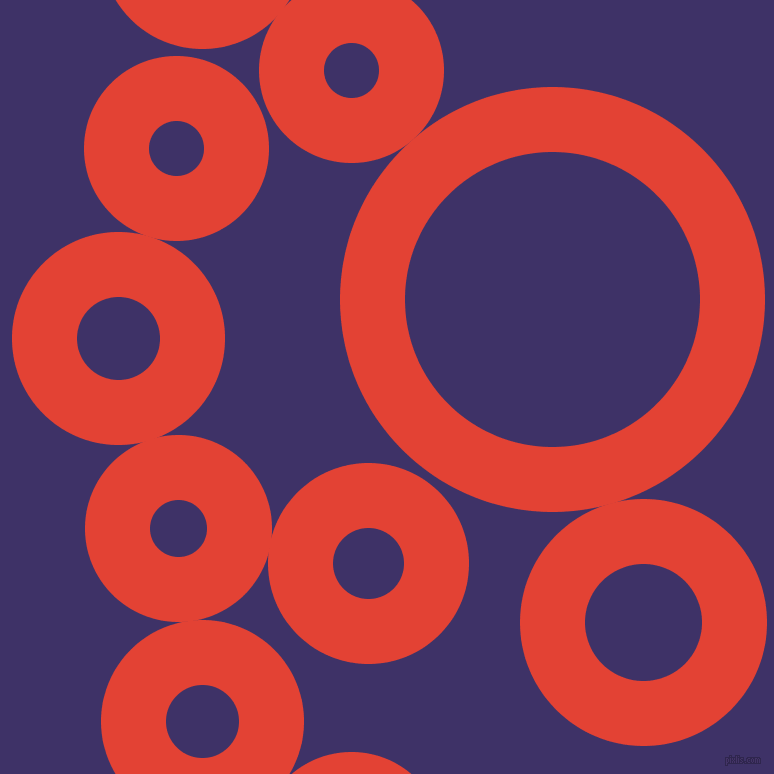 bubbles, circles, sponge, big, medium, small, 65 pixel line width, Cinnabar and Minsk circles bubbles sponge soap seamless tileable