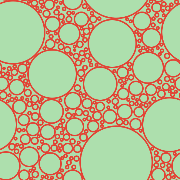 bubbles, circles, sponge, big, medium, small, 5 pixel line width, Cinnabar and Moss Green circles bubbles sponge soap seamless tileable