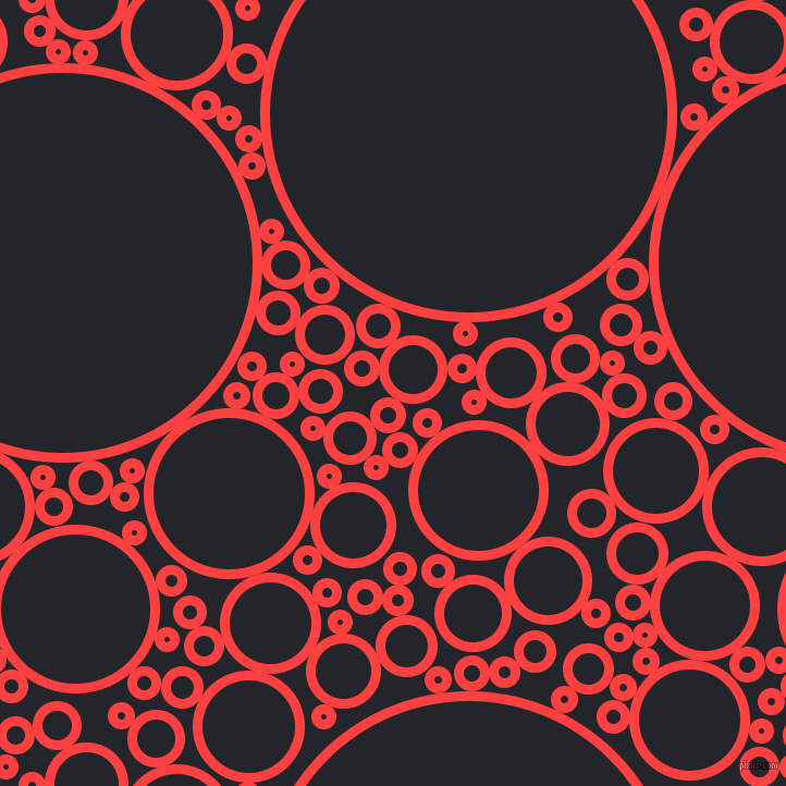 bubbles, circles, sponge, big, medium, small, 9 pixel line width, Coral Red and Black Russian circles bubbles sponge soap seamless tileable
