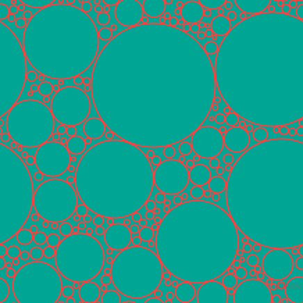 bubbles, circles, sponge, big, medium, small, 2 pixel line width, Coral Red and Persian Green circles bubbles sponge soap seamless tileable