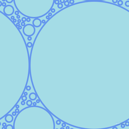 bubbles, circles, sponge, big, medium, small, 5 pixel line width, Cornflower Blue and Charlotte circles bubbles sponge soap seamless tileable