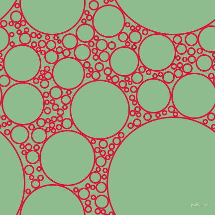 bubbles, circles, sponge, big, medium, small, 3 pixel line width, Crimson and Dark Sea Green circles bubbles sponge soap seamless tileable