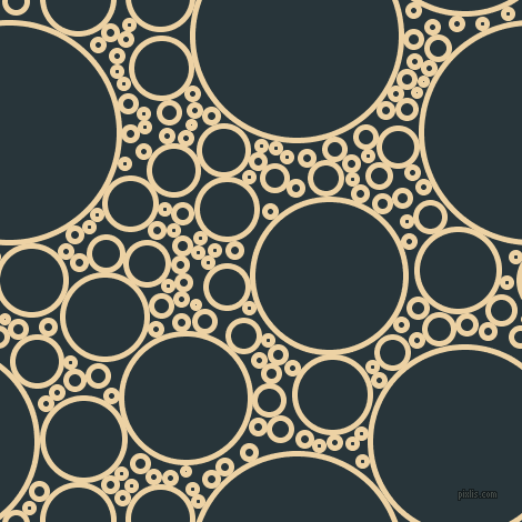 bubbles, circles, sponge, big, medium, small, 5 pixel line width, Dairy Cream and Oxford Blue circles bubbles sponge soap seamless tileable