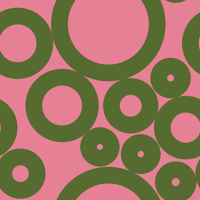 bubbles, circles, sponge, big, medium, small, 65 pixel line width, Dark Olive Green and Carissma circles bubbles sponge soap seamless tileable