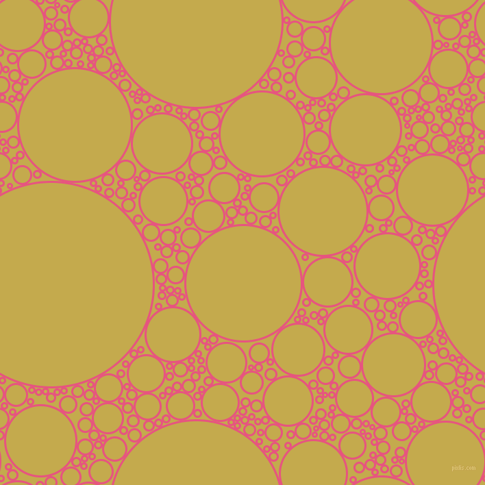 bubbles, circles, sponge, big, medium, small, 3 pixel line width, Dark Pink and Sundance circles bubbles sponge soap seamless tileable