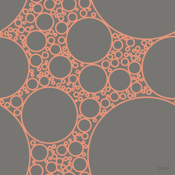 bubbles, circles, sponge, big, medium, small, 5 pixel line width, Dark Salmon and Dove Grey circles bubbles sponge soap seamless tileable