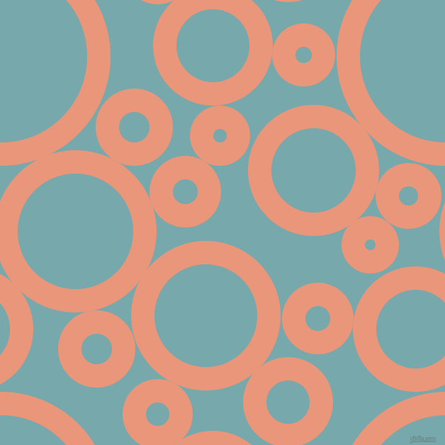 bubbles, circles, sponge, big, medium, small, 33 pixel line width, Dark Salmon and Neptune circles bubbles sponge soap seamless tileable